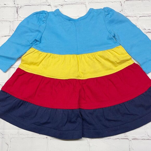 Hanna Andersson Rainbow Tiered Twirl Dress Size 70 Cotton Long Sleeved - Picture 5 of 6